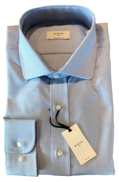 Mirto Dress Shirt with Blue Houndstooth Pattern – Oxford and Derby