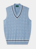 ALAN PAINE MEN'S CHADBURY CABLE CRICKET SWEATER VEST IN STEEL BLUE