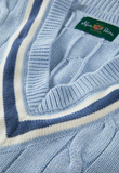 ALAN PAINE MEN'S CHADBURY CABLE CRICKET SWEATER VEST IN STEEL BLUE