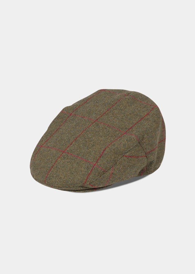 Alan Paine Men's Wool Tweed Combrook Shooting Cap in Sage