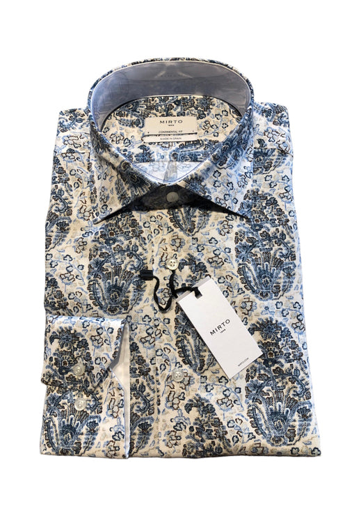 Mirto Long Sleeve Sport Shirt with Paisley Pattern