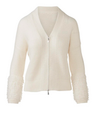 KINROSS CASHMERE FRINGE SLEEVE V-CARDIGAN IN IVORY