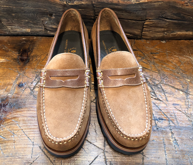 Martin Dingman Jackson Penny in French Roast Water-Resistant Suede