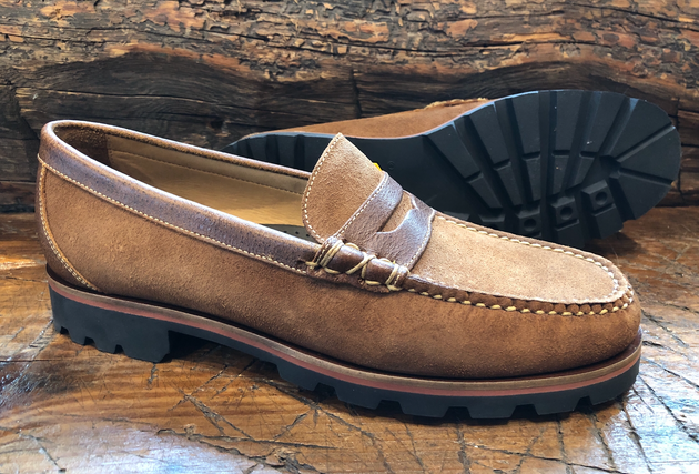 Martin Dingman Jackson Penny in French Roast Water-Resistant Suede