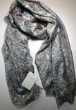 KINROSS CASHMERE PEBBLE PRINT SCARF IN ICE BLUE MULTI