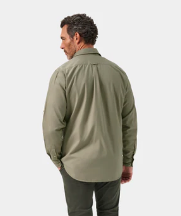 Alan Paine Men's Morowe Long-Sleeve Safari Shirt in Light Khaki