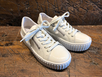 GABOR BROOKE PLATFORM SNEAKER IN ICE PATENT LEATHER