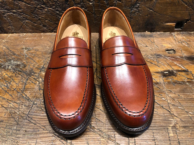 Crockett & Jones Boston Penny in Chestnut Burnished Calf with City Rubber Sole