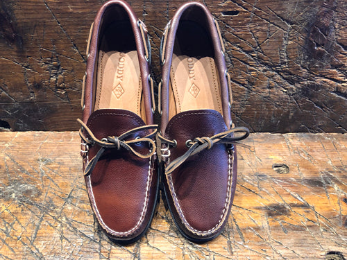 Quoddy Canoe Shoe in Brown Pebble Leather with Camp Sole