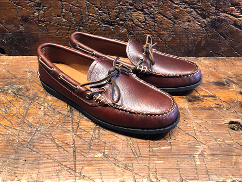 Quoddy Canoe Shoe in Brown Pebble Leather with Camp Sole