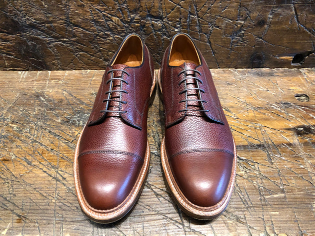 Alden x O & D Blucher Cap-Toe in Matte Finish Brown Scotch Grain Leather