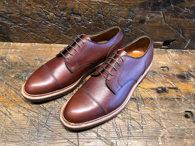 Alden x O & D Blucher Cap-Toe in Matte Finish Brown Scotch Grain Leather