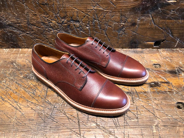 Alden x O & D Blucher Cap-Toe in Matte Finish Brown Scotch Grain Leather