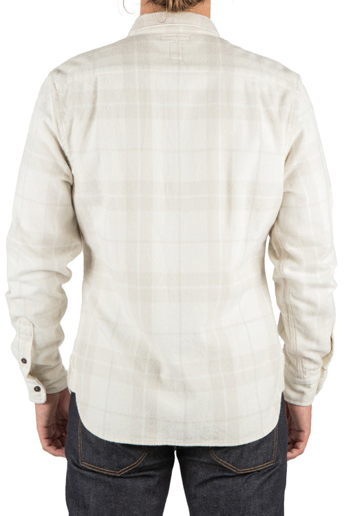 HIROSHI KATO LONG SLEEVE RIPPER SHIRT IN IVORY AND WHITE PLAID